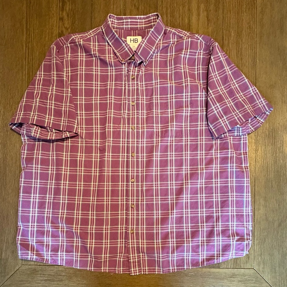 HB Button Down Short Sleeve Shirt Men’s Size 2XL Plaid